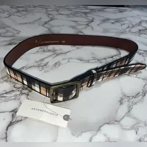 NEW ANTHROPOLOGIE Motif Brown Motif Plaid Belt NEW ANTHROPOLOGIE Motif Brown Motif Plaid Belt main image 2